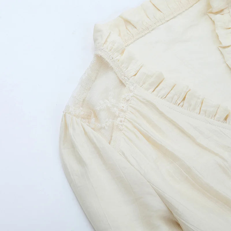 Dark Style Y2k V-neck Long Sleeved Top 2025 New Gothic Fashion Retro Shirt Women Palace Style Elegant Ruched Solid Party Clothes