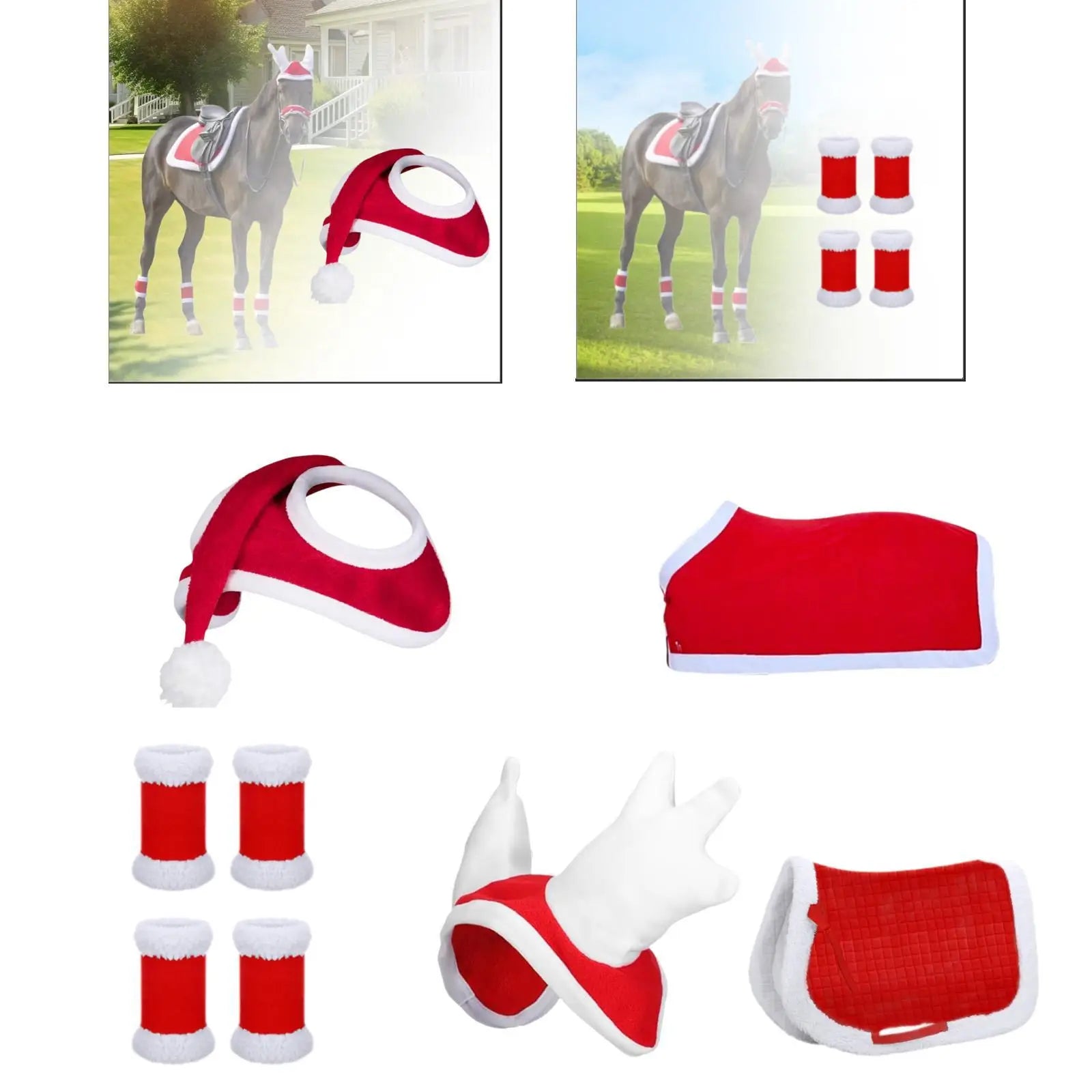 Horse Christmas Hat Horse Santa Hat Headwear Thick Warmer Riding Race Xmas Horse Hat Horse Party Hat for Livestock, Dress up