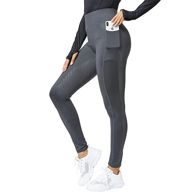 Sports Women's Fleece Lined Bootcut Horse Riding Pants Winter Full Seat Riding Tights with Pockets Equestrian Breeches