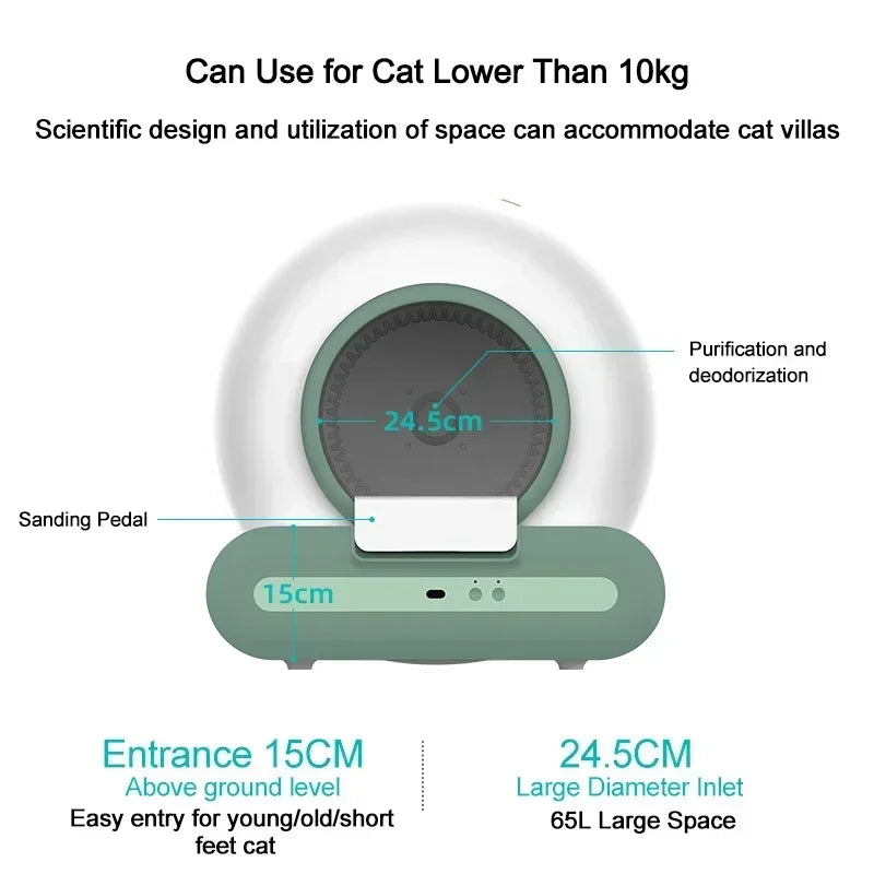 Ti+ Automatic Cat Litter Box APP Control Large Smart Self-cleaning Cat Toilet Litter Tray Lettiera Autopulente Automatica Gatto