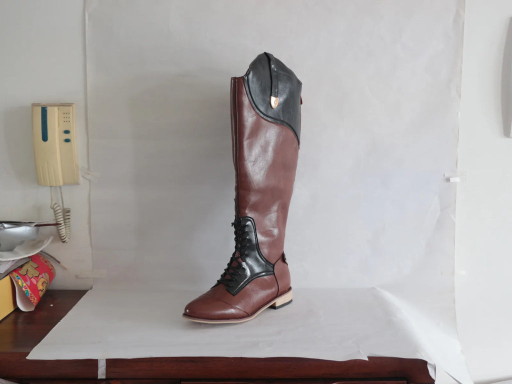 Equestrian Boots Genuine Leather Professional Horse Riding Sports Training High Top Knight Boots Wear-Resistant Competition