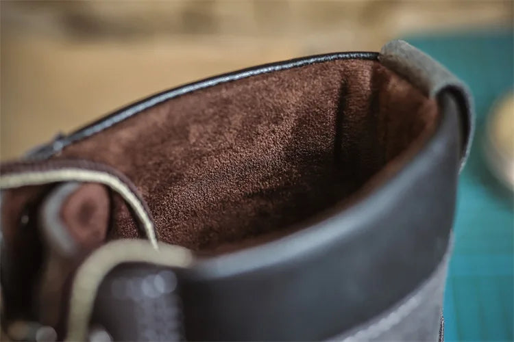 British Retro Men's High-Top Leather Cowboy Boots Lace-Up Comfortable Breathable Equestrian Casual Shoes Premium Quality Fashion