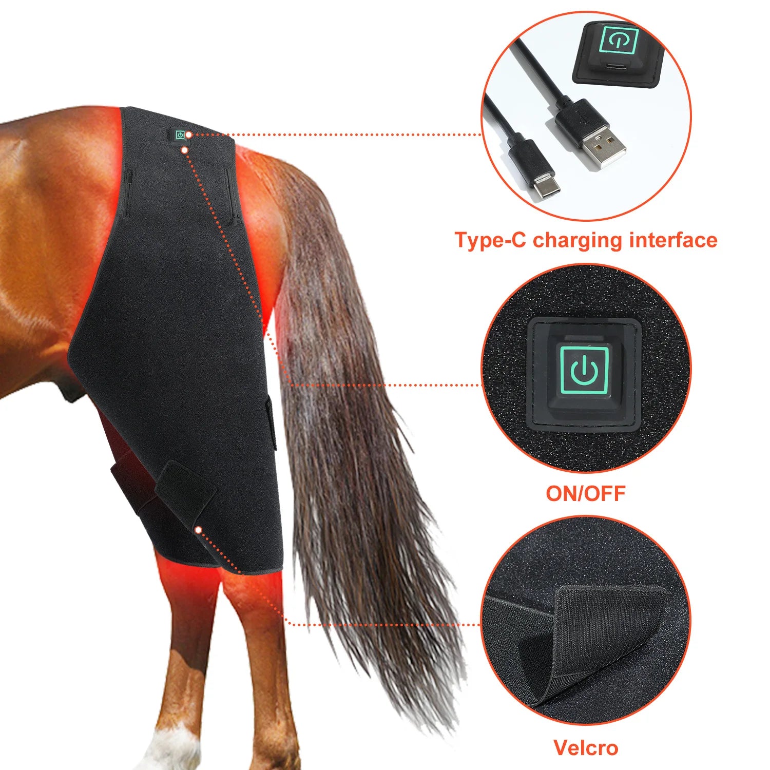 Red Light Therapy Blanket: Battery-Powered for Horses and Ponies, Includes a Pair of Stifle Wraps for Equine Therapy