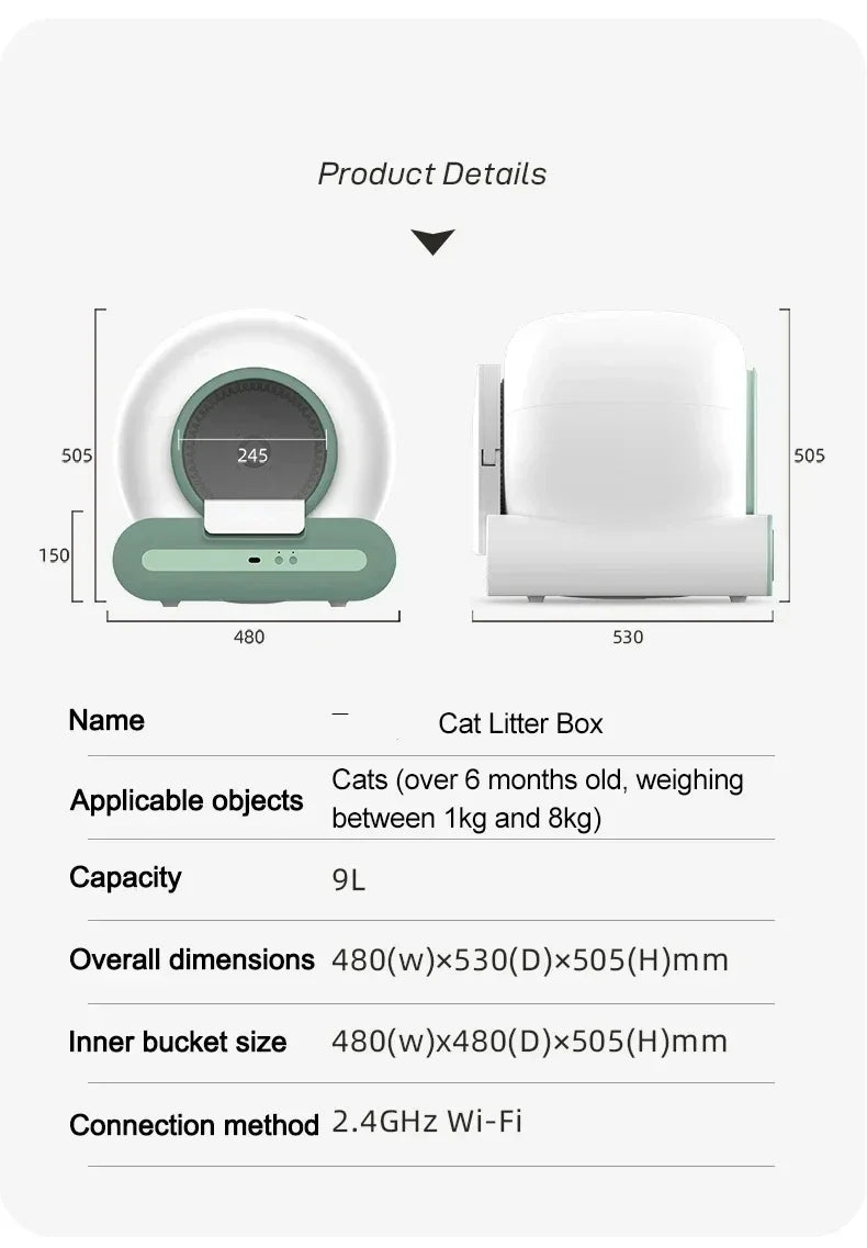 Ti+ Automatic Cat Litter Box APP Control Large Smart Self-cleaning Cat Toilet Litter Tray Lettiera Autopulente Automatica Gatto
