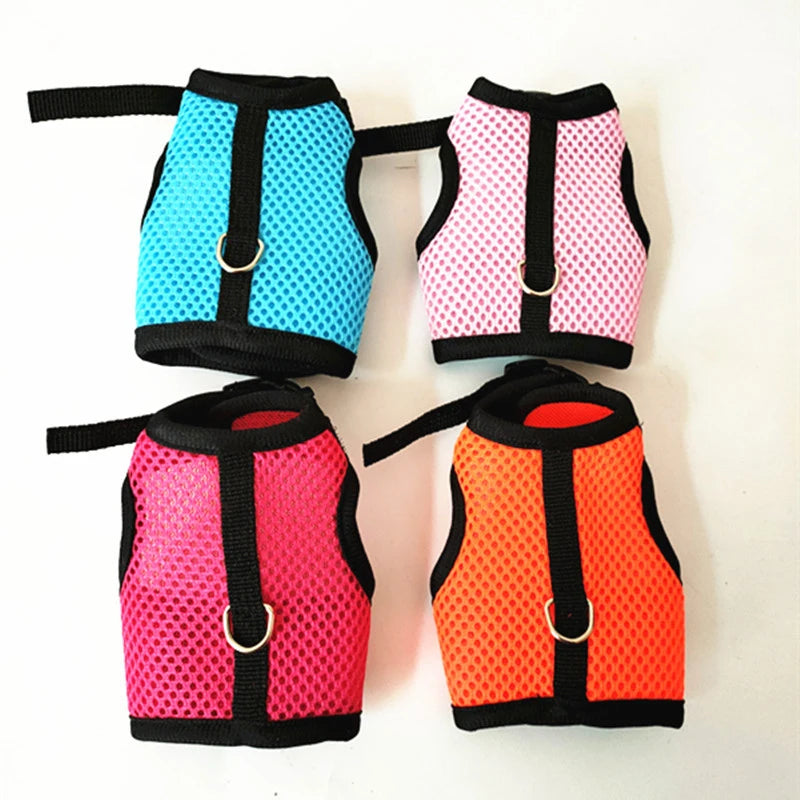 Pet Accessories Rabbit Harnesses Vest Leashes Set Soft Mesh Harness with Leash Small Animal Guinea Pig Hamsters Bunny Accessorie
