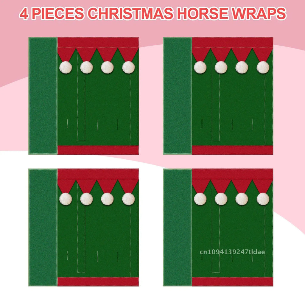 Christmas horse leg protection 4-piece set, New Year horse leg protection parade, winter warm horse leg protection
