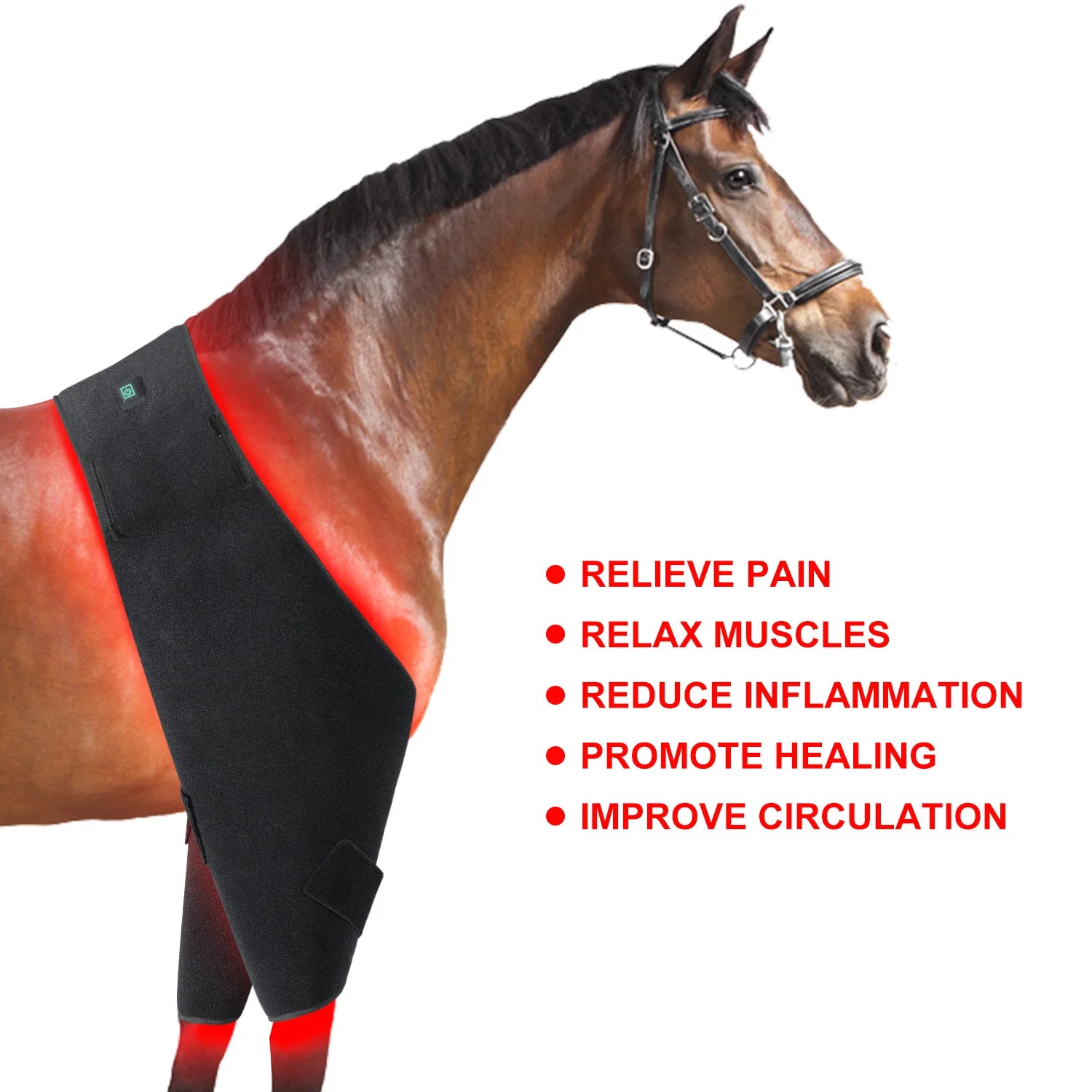 Red Light Therapy Blanket: Battery-Powered for Horses and Ponies, Includes a Pair of Stifle Wraps for Equine Therapy