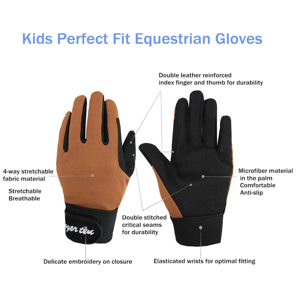 Kids Durable Long Riding Horse Gloves Equestrian Glove Horse Racing Cycling Sport Bike Grip 5-13 Boys Girls Drop Shipping