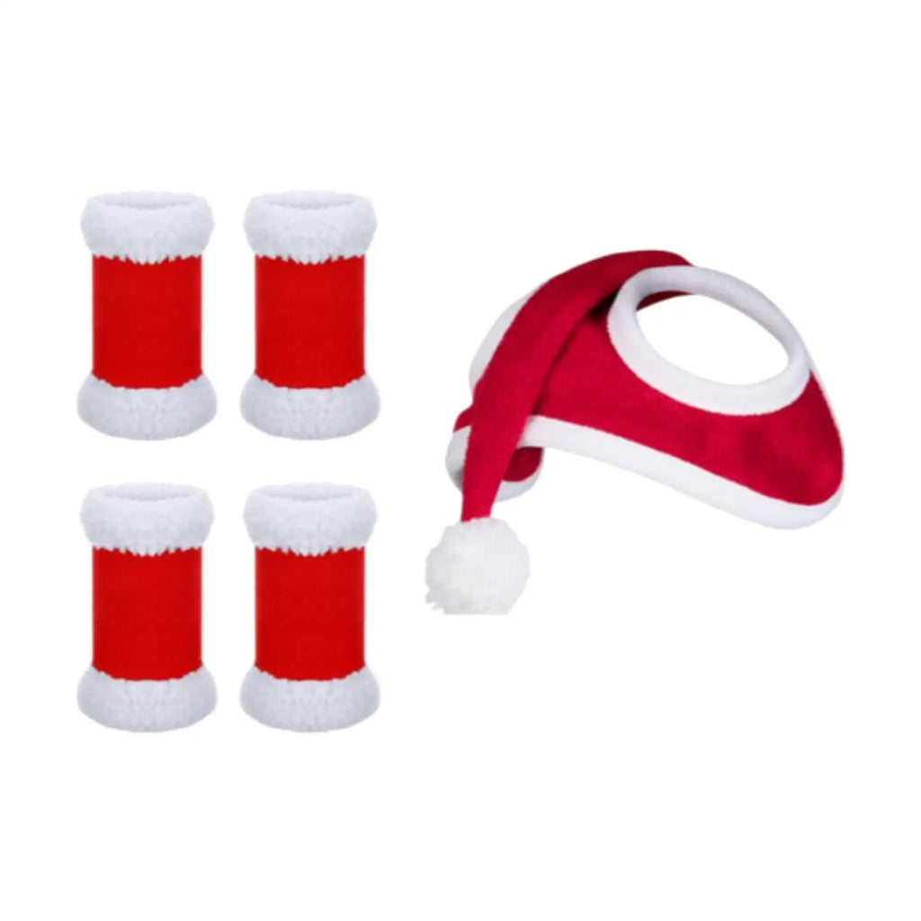 4Pcs Horse Leg Wraps Horse Christmas Hat Velvet Equestrian Equipment Xmas Hat Leg Boots for Parade Party Favors Christmas