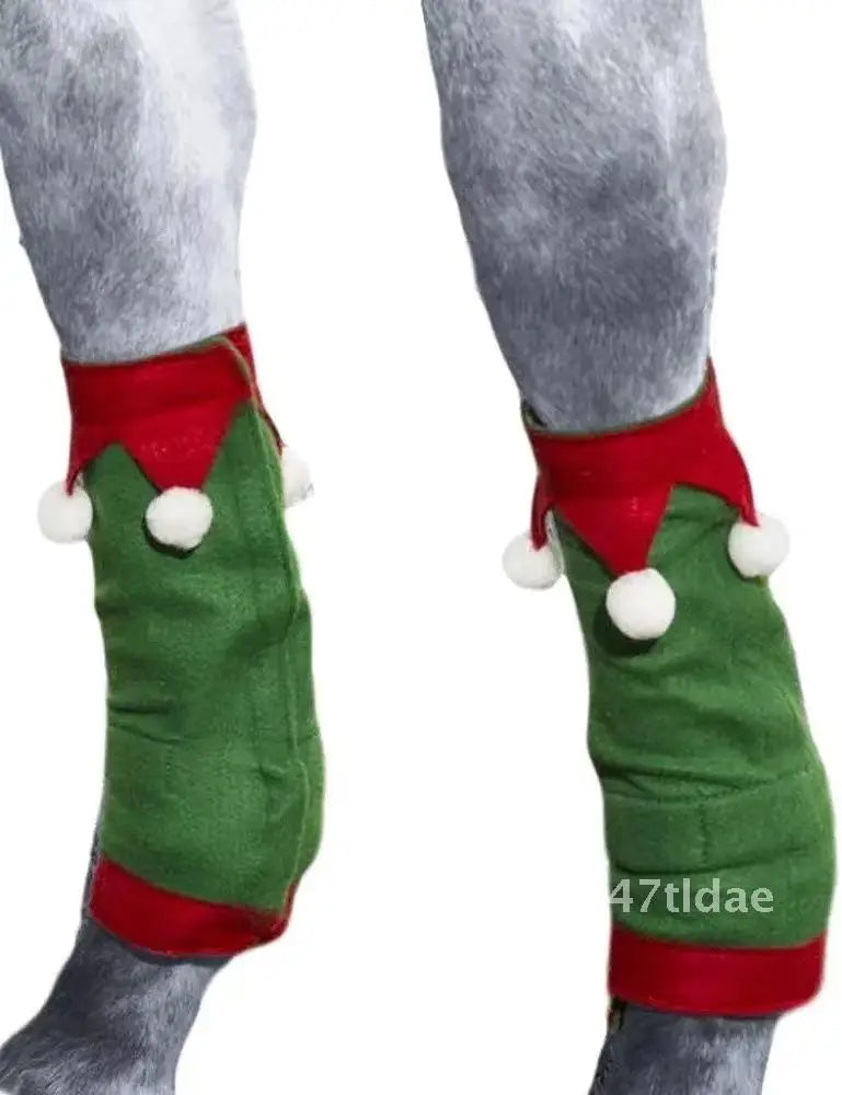 Christmas horse leg protection 4-piece set, New Year horse leg protection parade, winter warm horse leg protection
