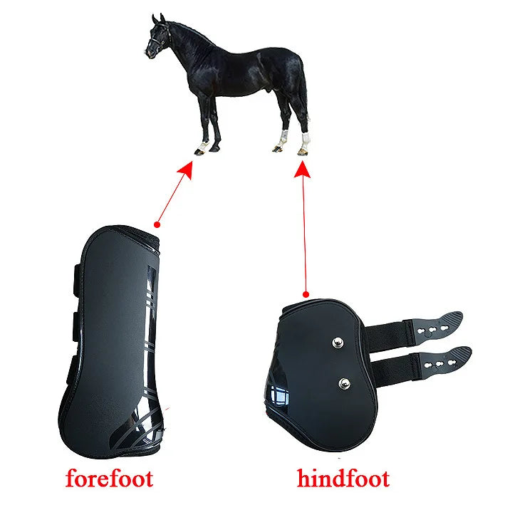 Front Hind Leg Boots Adjustable Horse Leg Boots Equine Front Hind Leg Guard Equestrian Tendon Protection Horse Hock Brace