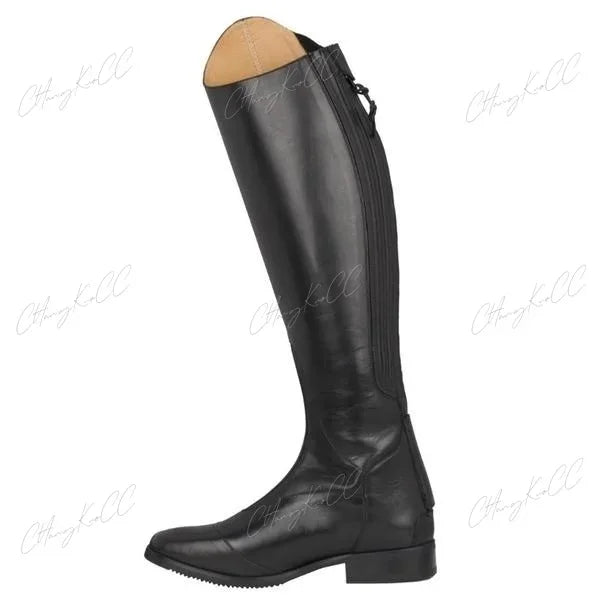 High Boots Horse Knee Rider PU Leather Shoes RidingEquestrian Long Bootcut Rider Wide Shaft Medieval Costume For Women