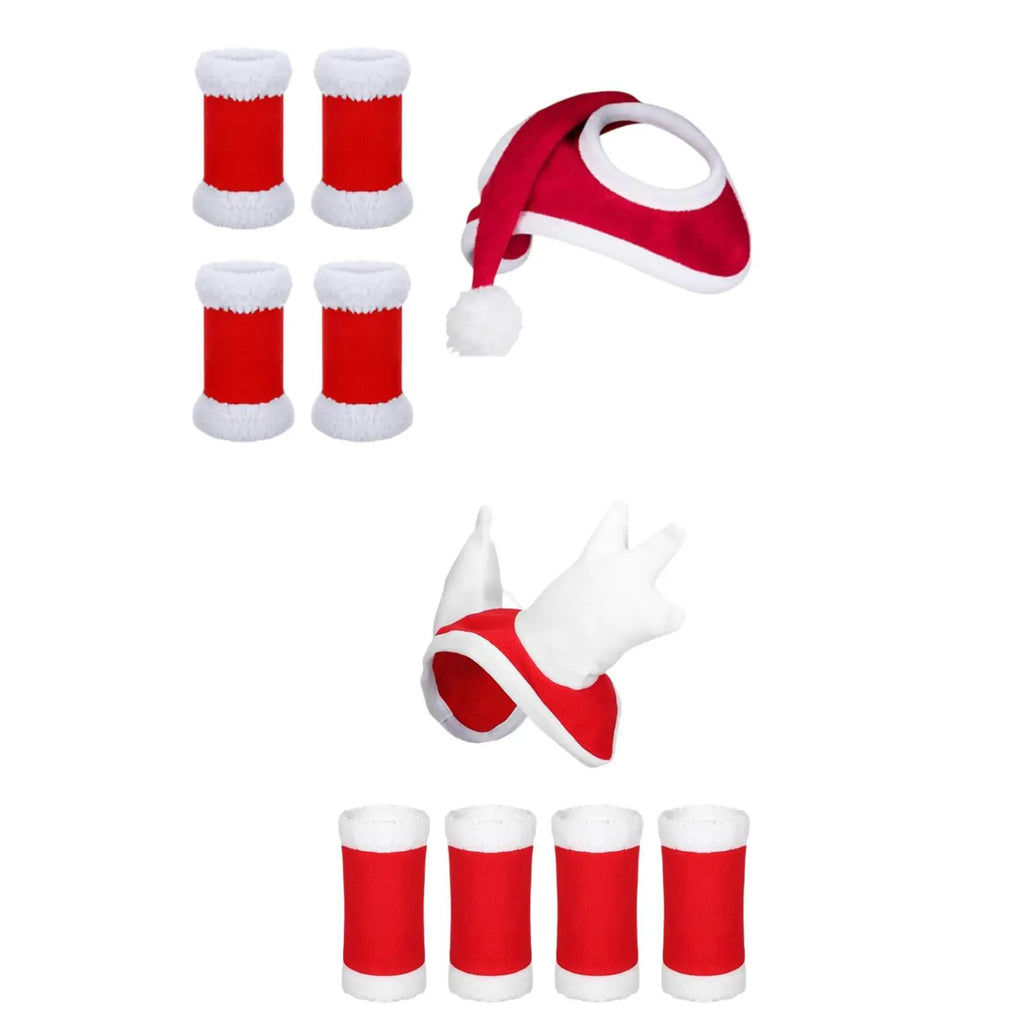 4Pcs Horse Leg Wraps Horse Christmas Hat Velvet Equestrian Equipment Xmas Hat Leg Boots for Parade Party Favors Christmas