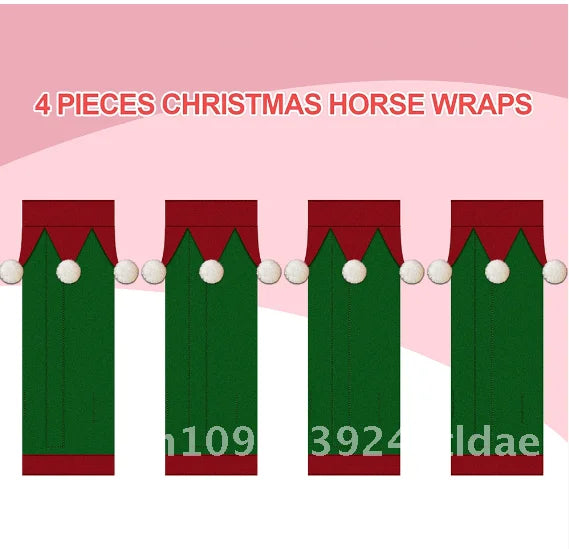 Christmas horse leg protection 4-piece set, New Year horse leg protection parade, winter warm horse leg protection