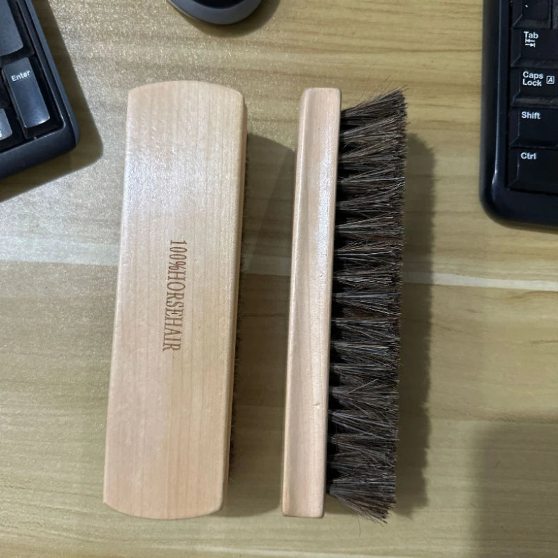 Large Horsehair Horse Bristle Brush Multi-Purpose Cleaning Shoe Polish Polishing and Waxing Universal Use