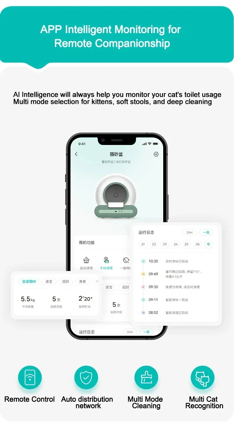 Ti+ Automatic Cat Litter Box APP Control Large Smart Self-cleaning Cat Toilet Litter Tray Lettiera Autopulente Automatica Gatto