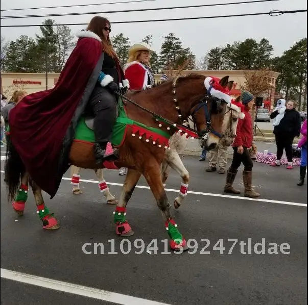 Christmas horse leg protection 4-piece set, New Year horse leg protection parade, winter warm horse leg protection