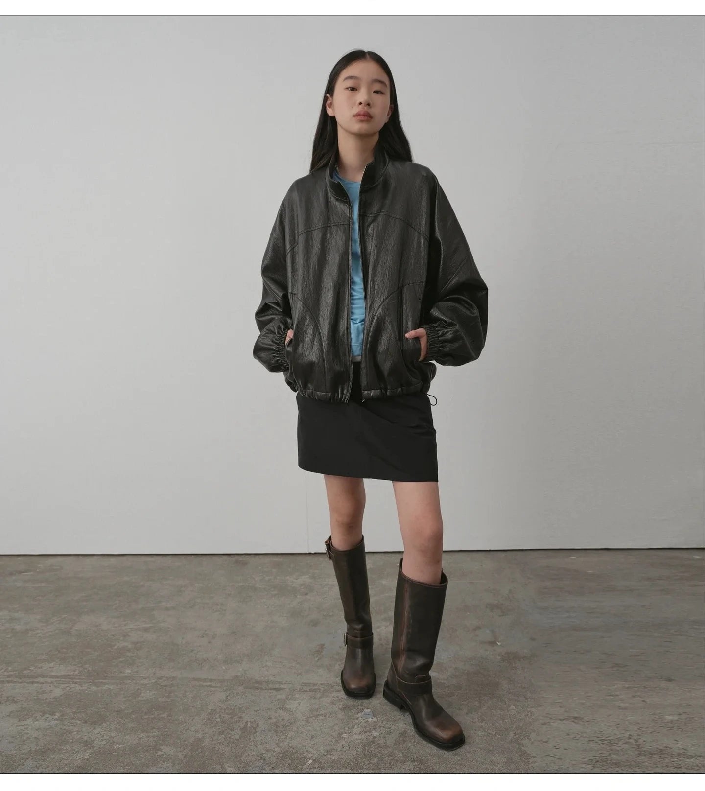 Women's High Boots 2025 New Retro Brown Western Cowhide Boots Gothic Square Toe Wide-leg Women's Long Boots