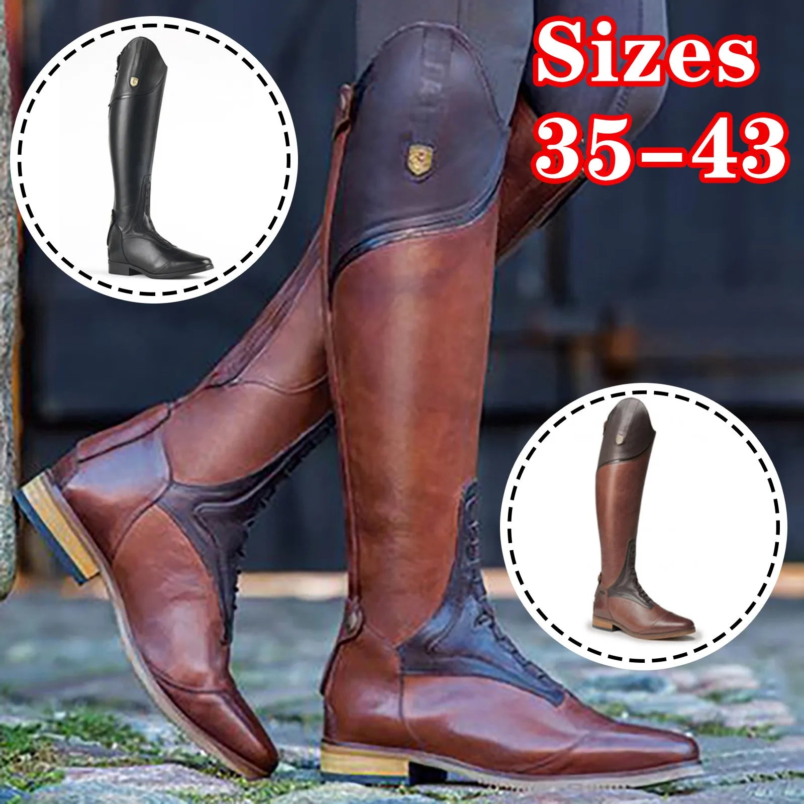 Equestrian Boots Genuine Leather Professional Horse Riding Sports Training High Top Knight Boots Wear-Resistant Competition