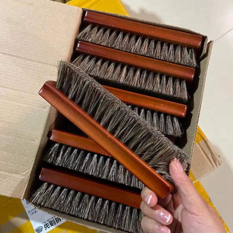 Large Horsehair Horse Bristle Brush Multi-Purpose Cleaning Shoe Polish Polishing and Waxing Universal Use