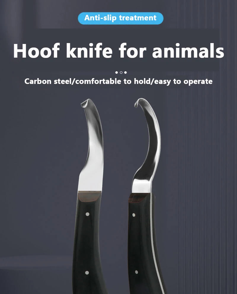 Hoof trimming knives, hoof trimming tools, double-edged stainless steel hoof knives, cattle, horses, sheep, donkeys, and stables