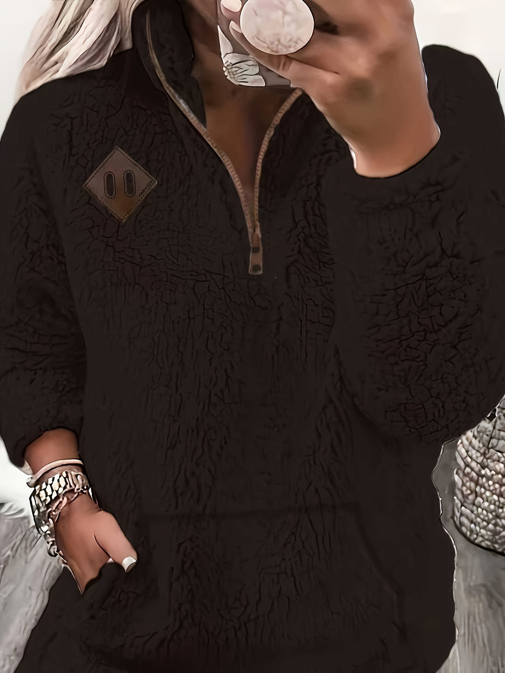 Women'S Cozy Fleece Zip-Up Sweatshirt with Stand Collar - Light Blue, Long Sleeve, Casual Fall/Winter Pullover, Soft & Warm, Perfect for Casual Attire, Casual Winter Wear | Stand Collar Sweatshirt | Zippered Pullover, Sweater