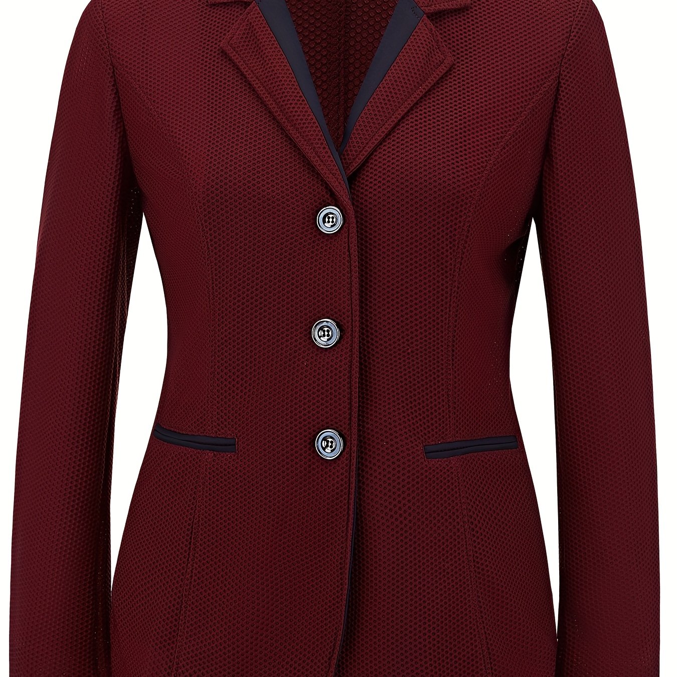 Elegant Women's Equestrian Jacket - Breathable, Lightweight & Stretchy Mesh Fabric, Long Sleeve, Button-Up Riding Coat for Spring/Summer
