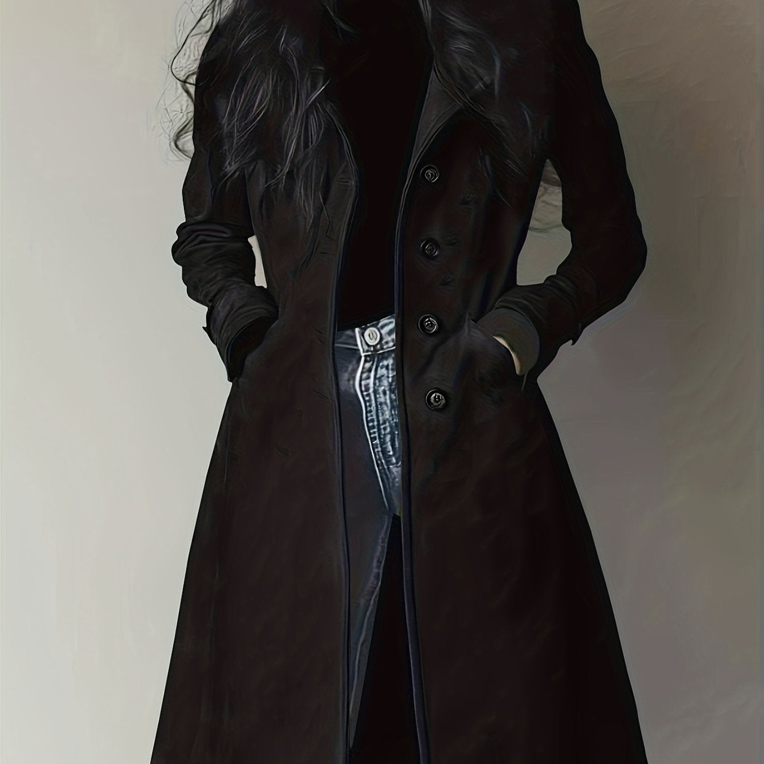 Women'S Elegant Vintage Trench Coat - Long Formal & Everyday Outerwear, Structured Button Front Closure, Chic Office to Party Coat for Fall/Winter, Winter Fashion, Classic Design, Durable Fabric, Professional Women