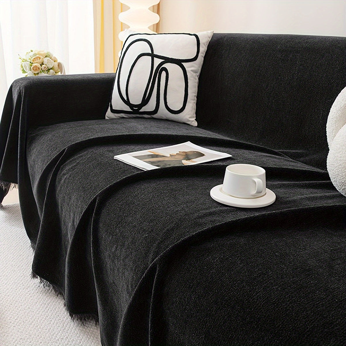 2pcs Chenille Sofa Covers for 2/3/4-Seater & Sectional Sofas - Double-Sided, Machine Washable, Pet-Friendly, Modern Gray & Beige Design with Geometric Patterns, Perfect for Living Room Decor, Sofa Covers for Living Room, Cozy