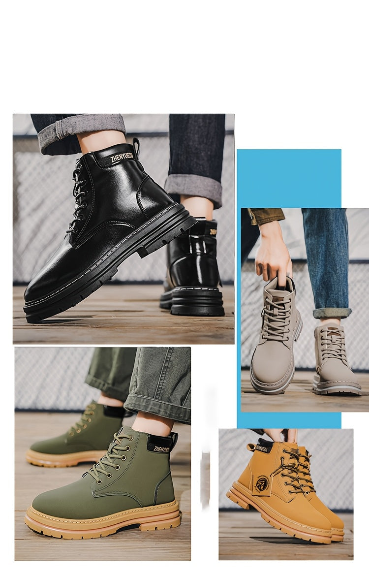 Stivali Uomo Alti Stile British College - Tan/Marrone con Allacciatura