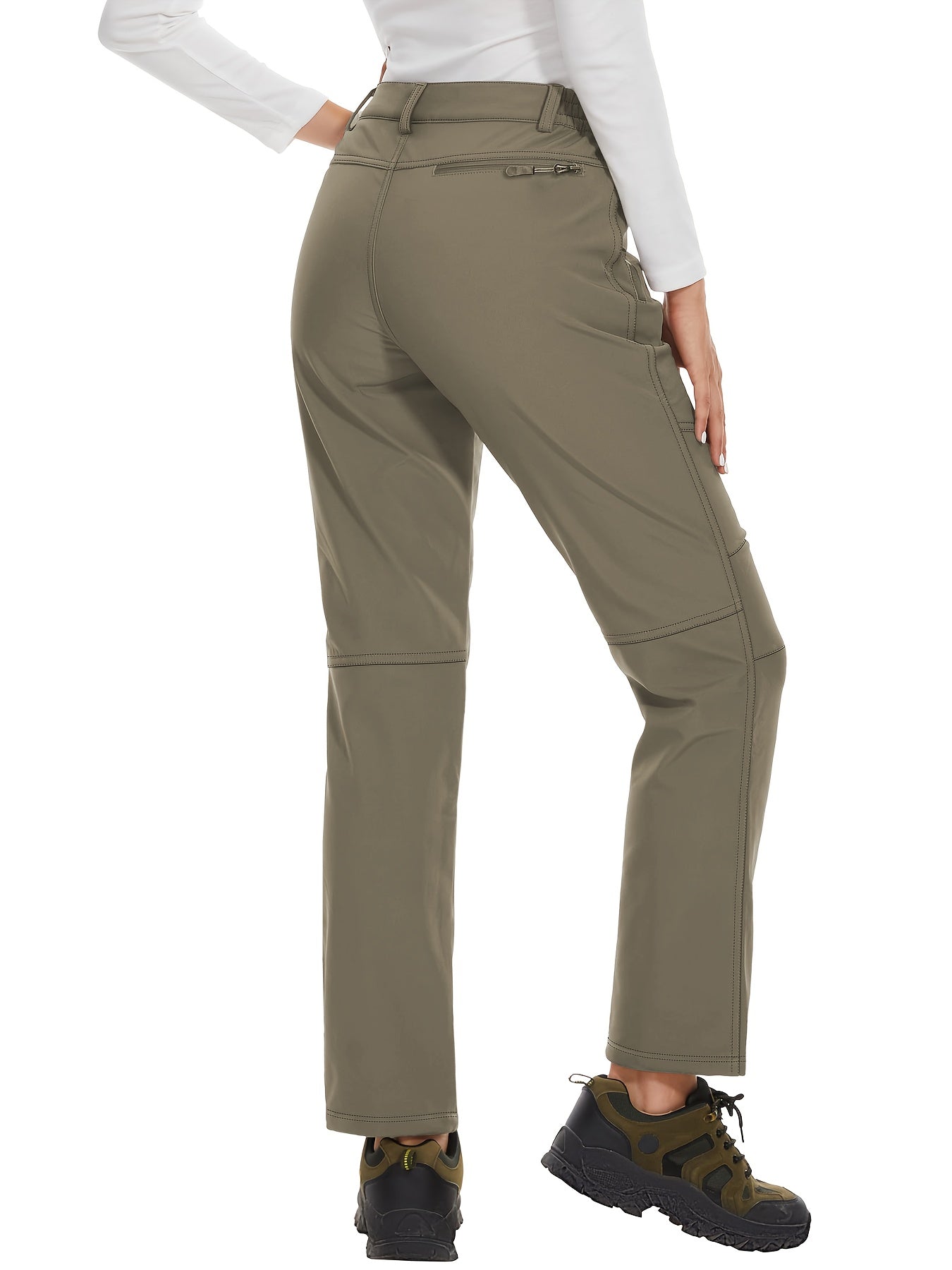 Women'S Thermal Insulated Fleece-Lined Softshell Ski Pants - Winter Warm Hiking Pants with Full-Length Zipper Closure, Snow Skiing Pants for Skiing, Hiking, Outdoor Activities - All-season Casual Outdoor Wear, Hiking Gear, Du