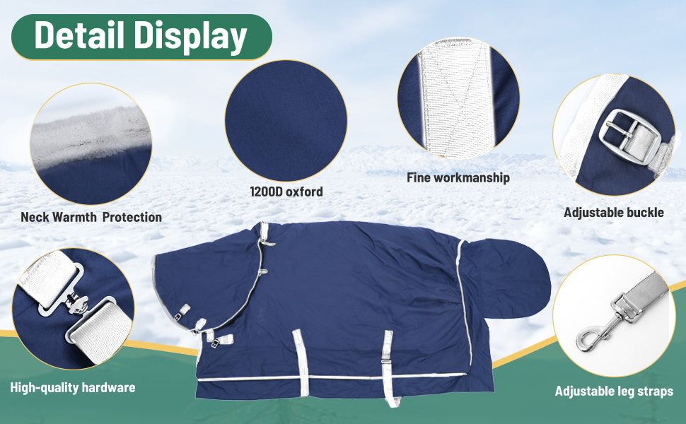 Coperta Invernale Outdoor Cavallo con Protezione Coda - Antivento Regolabile