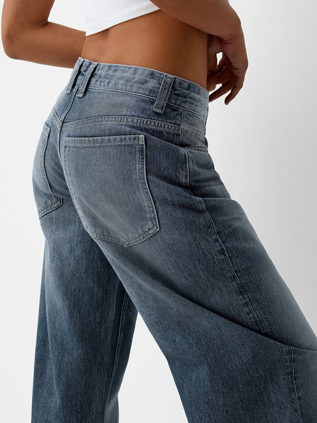 Women'S Y2K Vintage Washed Denim Jeans - Low-Rise Baggy Straight-Leg Pants, Non-Stretch Comfort Fit for Casual & Streetwear, Retro 90s Style, Light Blue, Button Closure, All-Season Wear, Casual Attire Jeans | Vintage Washed J