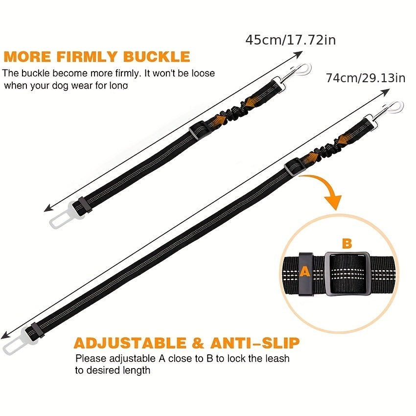 Durable Nylon Dog Seat Belt - Adjustable Car Safety Harness with Leash for Secure Travel