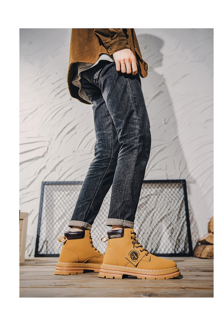 Stivali Uomo Alti Stile British College - Tan/Marrone con Allacciatura