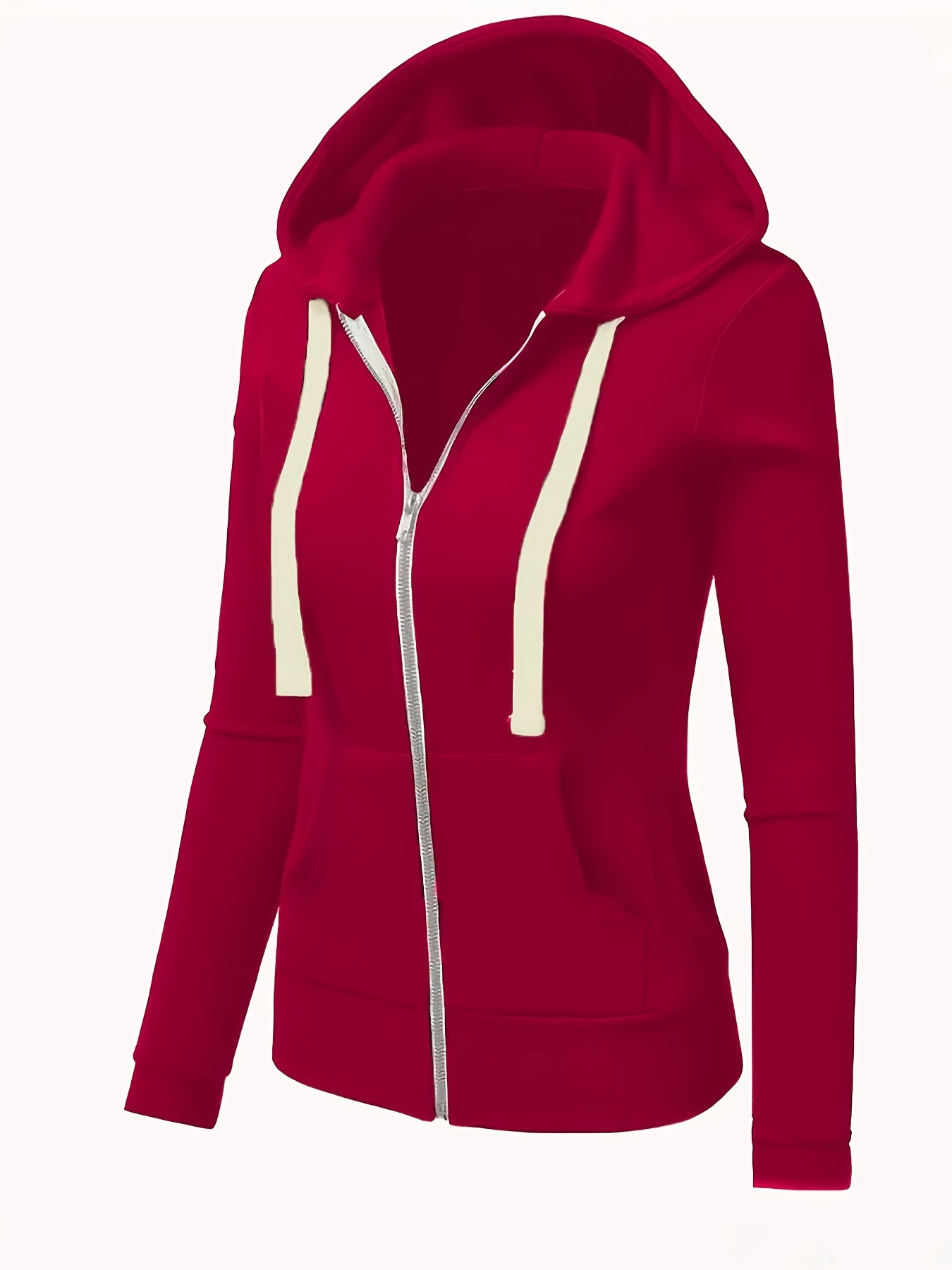 Women's Full-Zip Hoodie - Soft Inner Lining, Front Zipper Closure, Side Pockets - All-Season Casual Outerwear - Machine Washable Women's Jacket (Black/with Accents), Comfortable Clothing, Striped Drawstring Hood, Durable Fabr