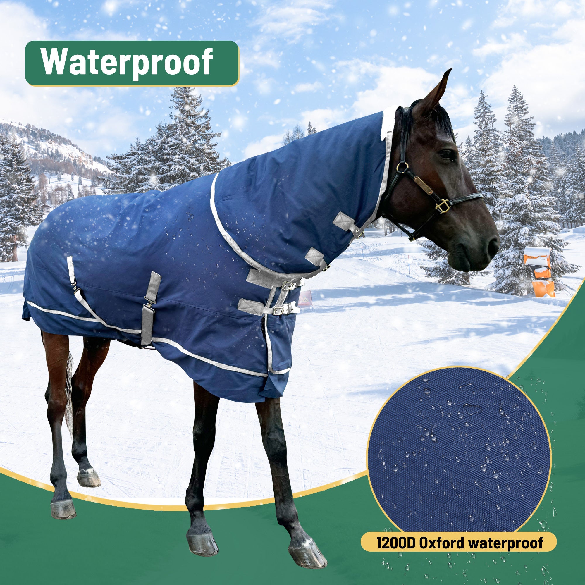 Coperta Invernale Outdoor Cavallo con Protezione Coda - Antivento Regolabile