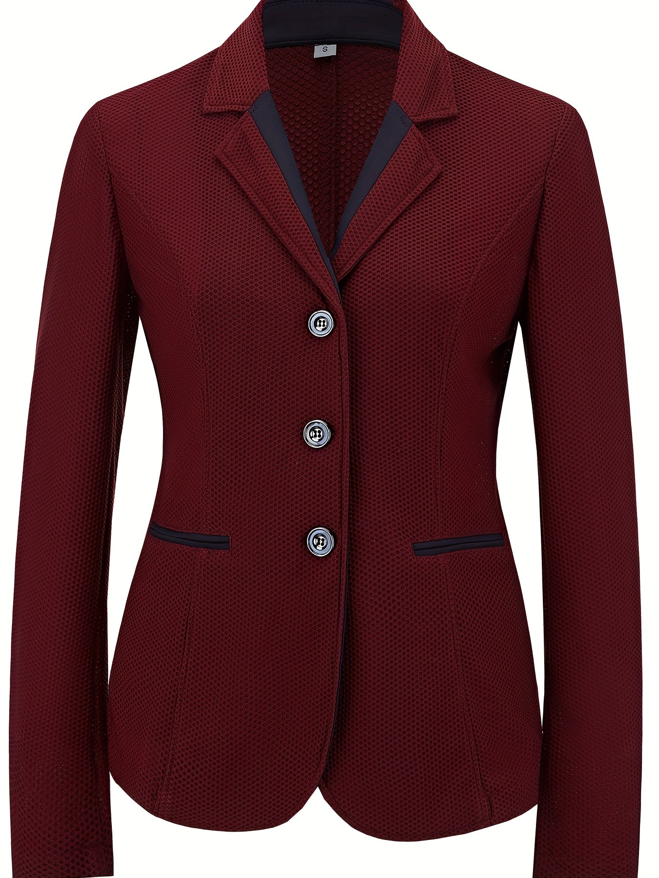 Elegant Women's Equestrian Jacket - Breathable, Lightweight & Stretchy Mesh Fabric, Long Sleeve, Button-Up Riding Coat for Spring/Summer