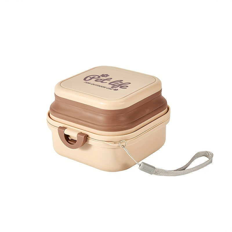 Multifunctional Collapsible Pet Double Bowls Portable Plastic Double-Layer Leak Proof Dog Food Bowl Water Bowl For Pet Outdoor Traveling Camping Walking Supplies