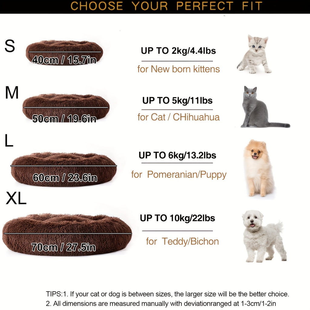 1pc Dog Kennel Cat Nest, Plush Round Pet Nest, Winter Warm Dog Bed, Pet Bed, Pet Supplies