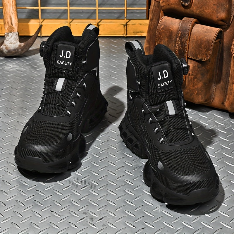 Men's Steel Toe Work Shoes - Breathable Low-Top Casual Shoes with TPU Sole, Durable Fabric Upper & Cushioned Insole for All-Day Comfort - Industrial, Outdoor, Daily Wear (Black)