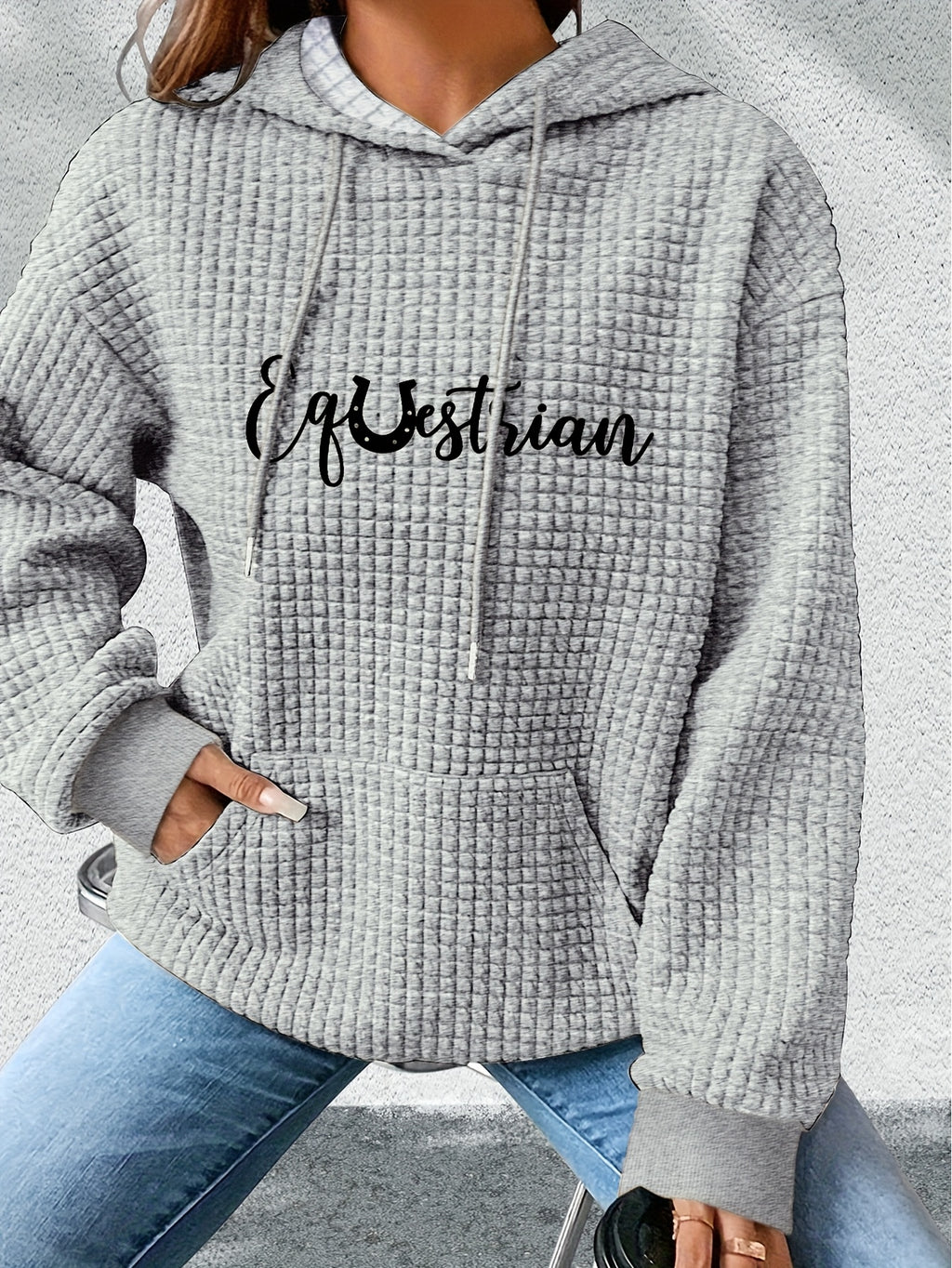 Women's Hoodie - Black with White Cursive Lettering - Hooded Sweatshirt for Horseback Riding, Fall/Winter Casual Pullover - Machine Washable Apparel for Riding Lessons, Shows & Casual Attire, Horse Accessories, Fall Winter We