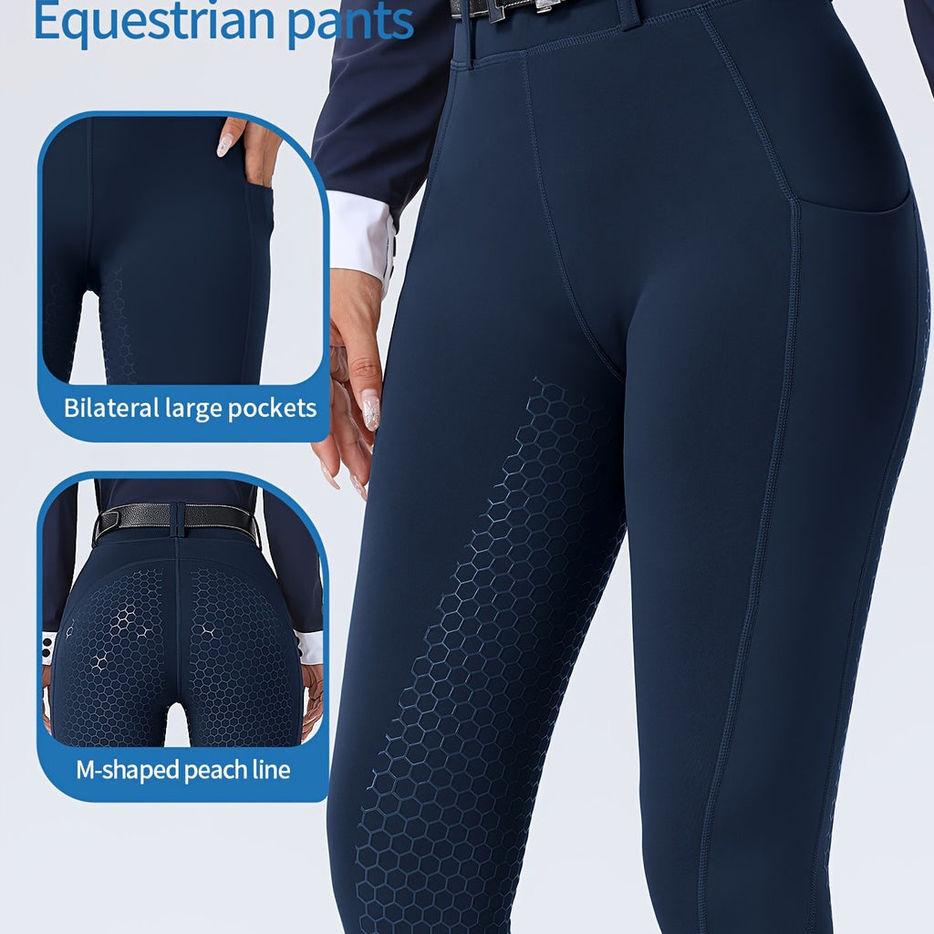 Women's High-Waisted Equestrian Riding Pants - Full Seat Stretch Slim-Fit Bifur Gaps, Durable Machine-Washable Trousers with Pockets for Horseback Riding & All-Season Wear