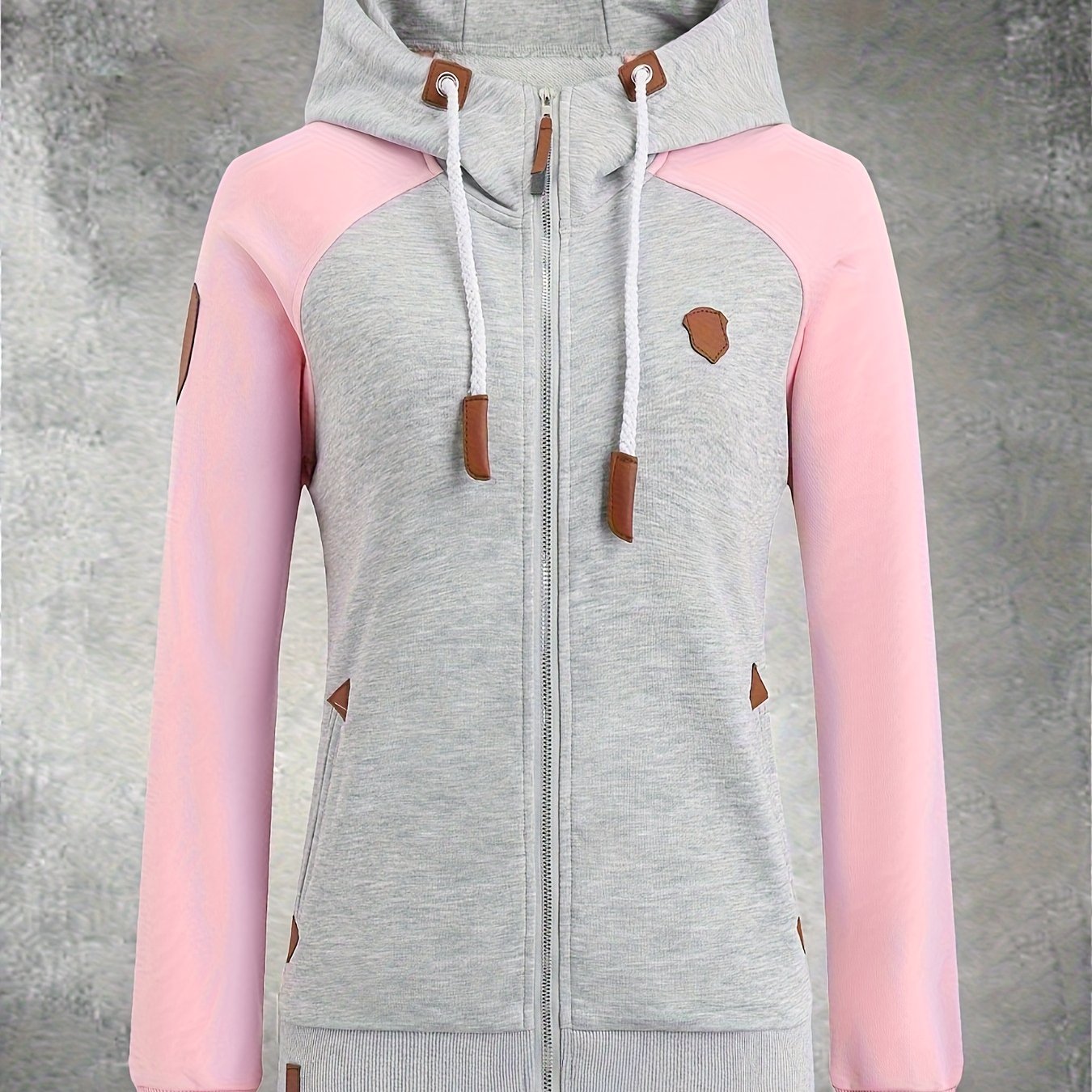 European and American Fashion Autumn and Winter New Women's Hoodie Casual Jacket Zipper Mixed Color Women's Coat Top Sweatshirt, Streetwear Fashion, Casual Wear, Trendy Sweatshirt, Stylish Outerwear, Soft Texture, Durable Fab