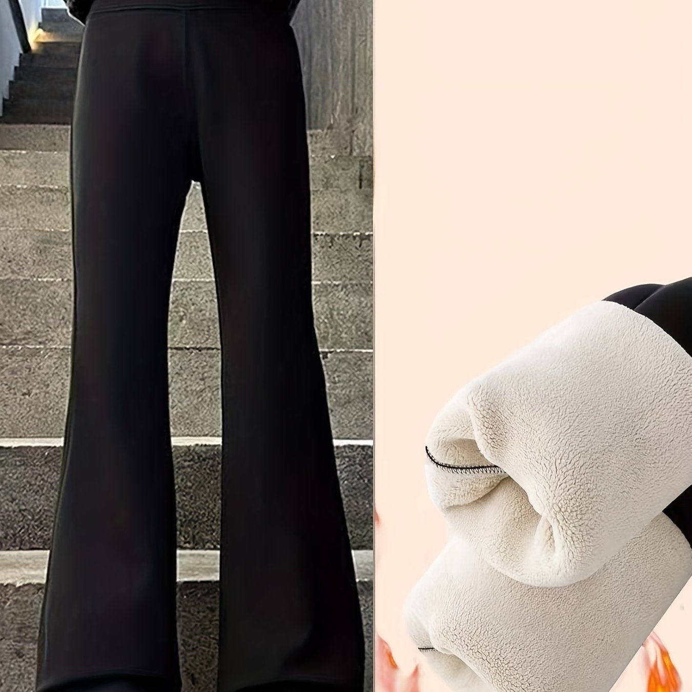 Girls' Winter -Like Bell-Bottom Pants - Thick Trousers with Flared Leg, Slim-Fit for Ice Skating, Skiing & Outdoor Play, Machine Washable Cold-Weather Pants for (Warm Stretchable Winter Wear), Perfect for Outdoor