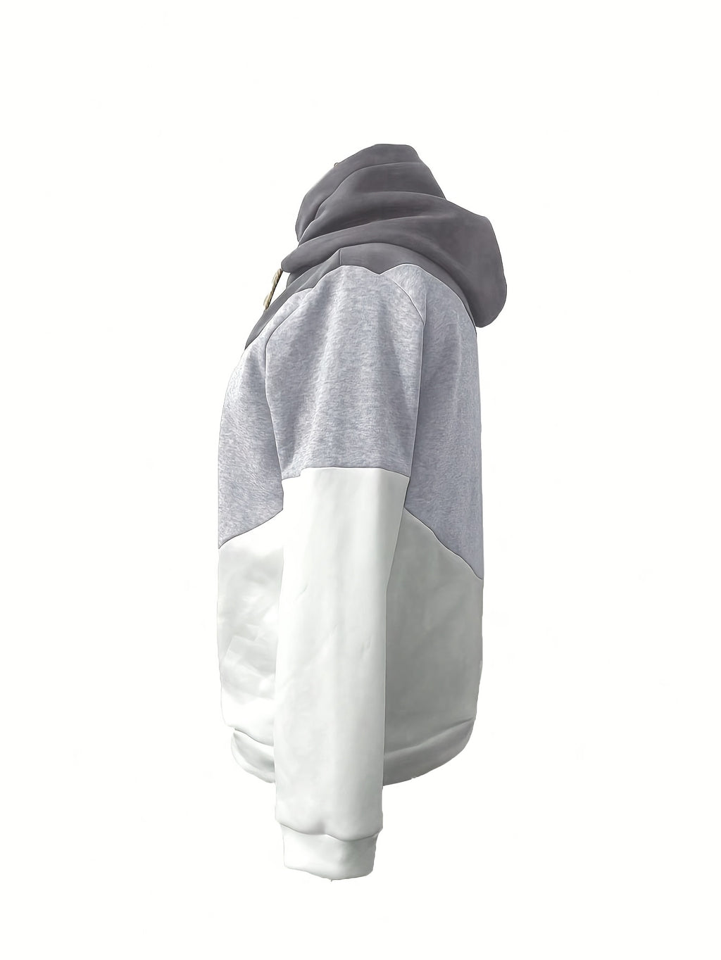 1pc Women'S Plus Size Casual Patchwork Hoodie - Polyester Knit Fabric with Slight Stretch, Hooded Collar, Long Sleeve Pullover for Fall/Winter