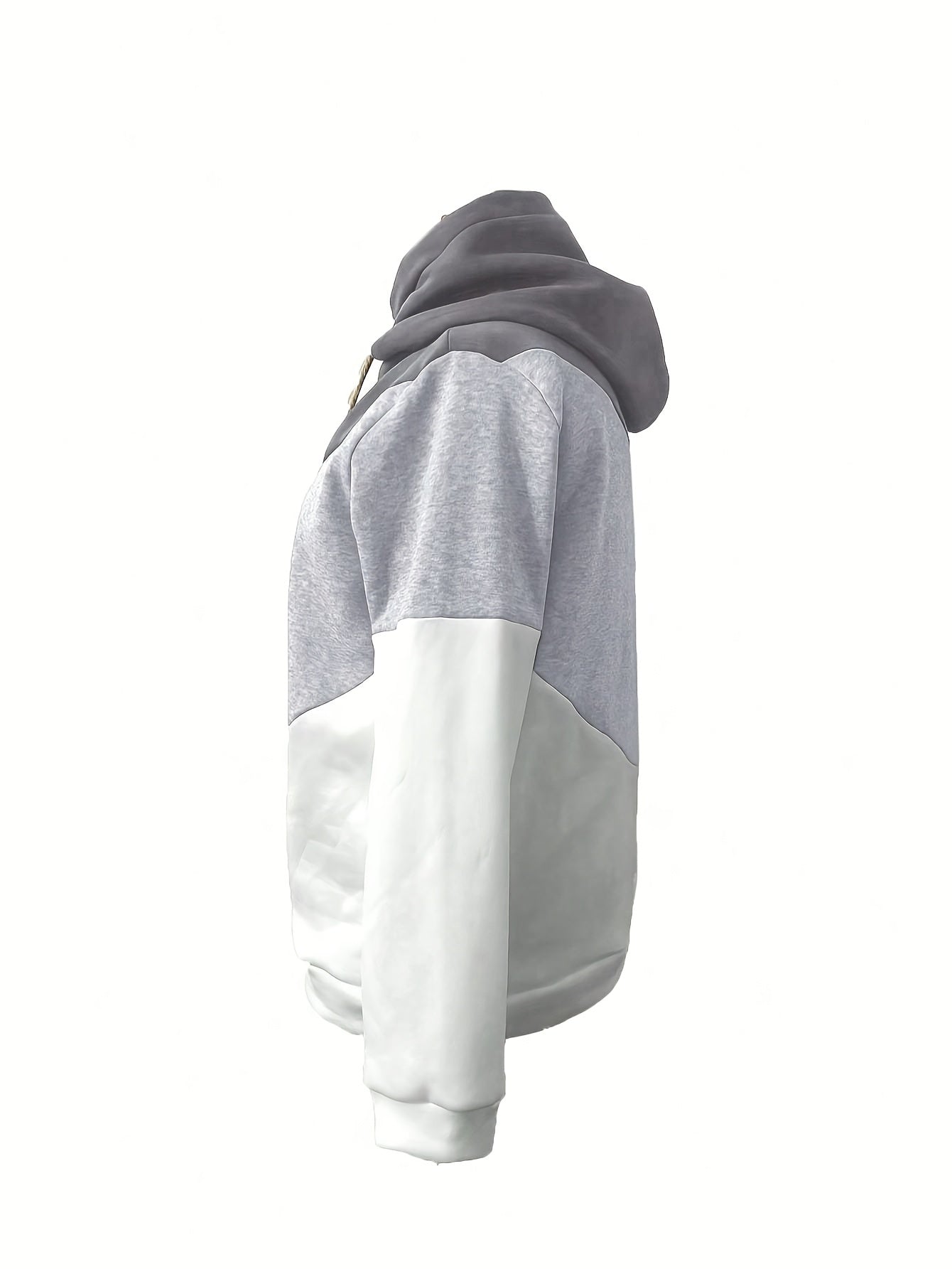 1pc Women'S Plus Size Casual Patchwork Hoodie - Polyester Knit Fabric with Slight Stretch, Hooded Collar, Long Sleeve Pullover for Fall/Winter