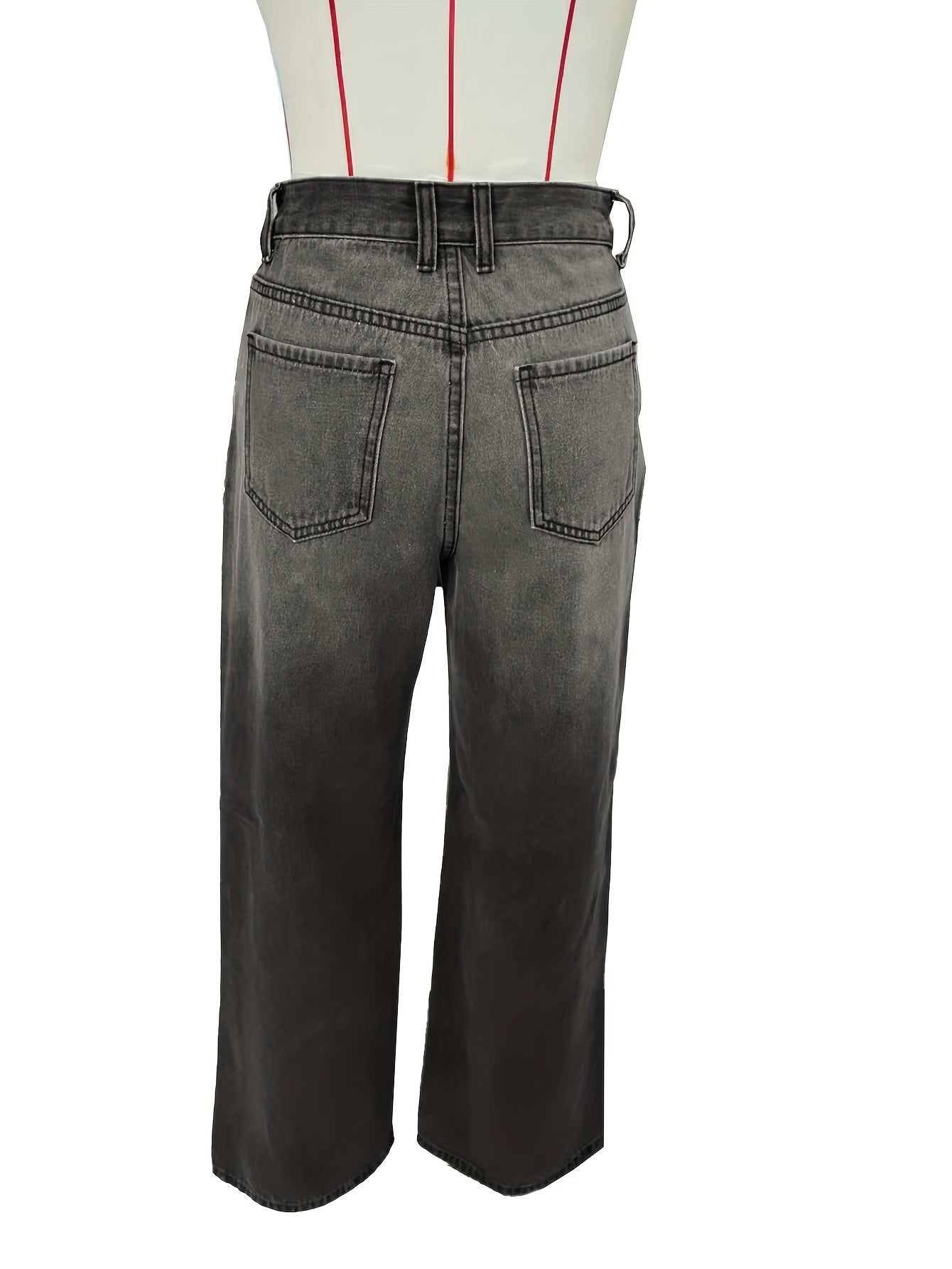 Women'S Y2K Vintage Washed Denim Jeans - Low-Rise Baggy Straight-Leg Pants, Non-Stretch Comfort Fit for Casual & Streetwear, Retro 90s Style, Light Blue, Button Closure, All-Season Wear, Casual Attire Jeans | Vintage Washed J