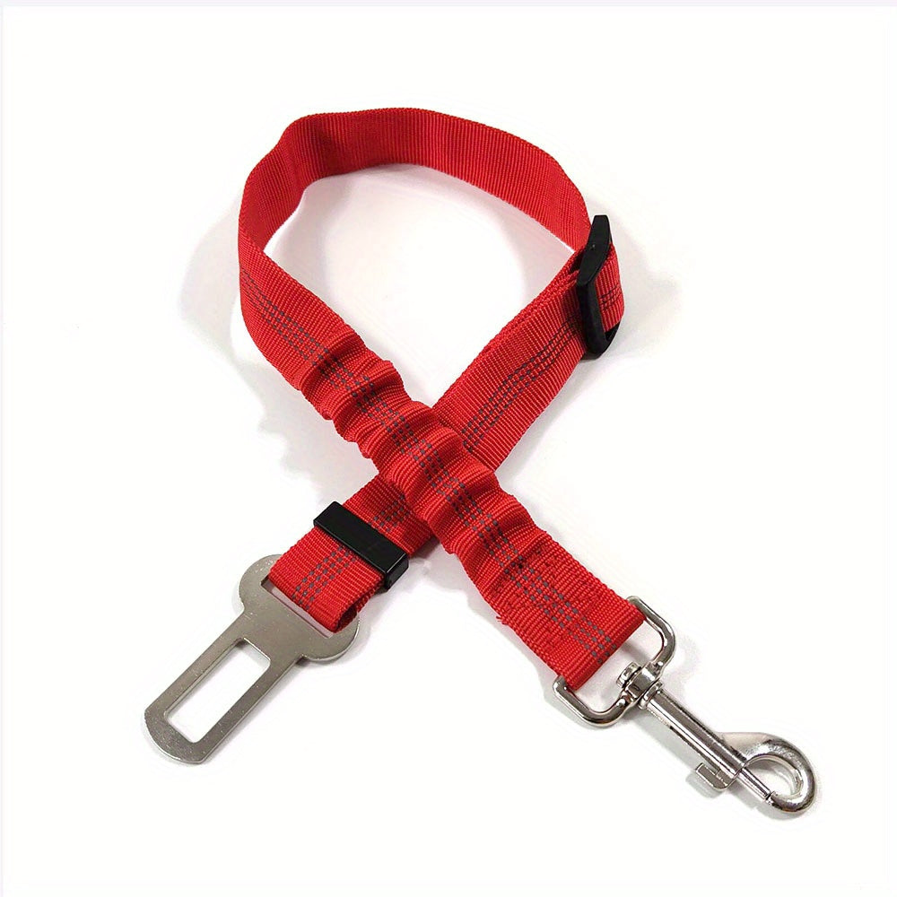 Durable Nylon Dog Seat Belt - Adjustable Car Safety Harness with Leash for Secure Travel