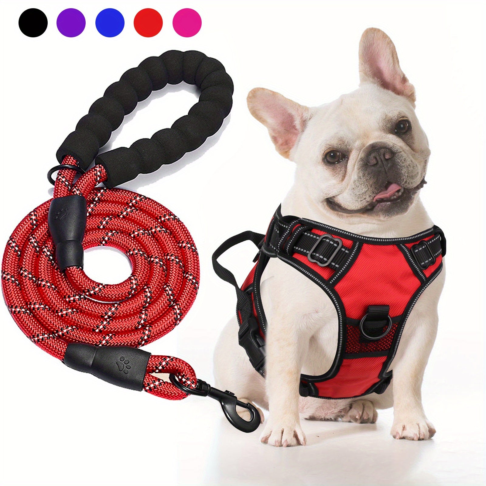 JOYTALE Dog Harness and Leash set,No Pull Adjustable Reflective Oxford Dog Harness Easy Control Medium Large Dog Harness with A Free Heavy Duty 152.4cm Dog Leash